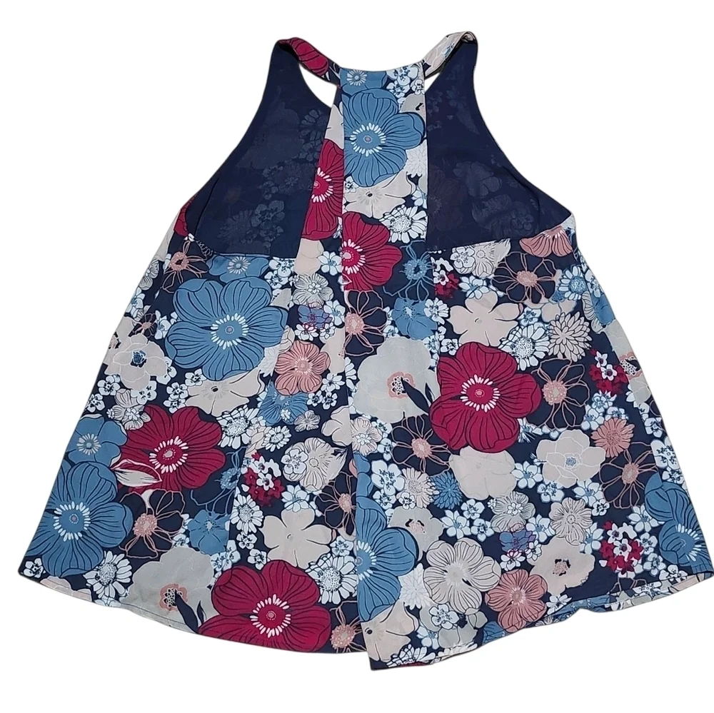 Lost Floral Skirt - Blue, Red, White. Size S.